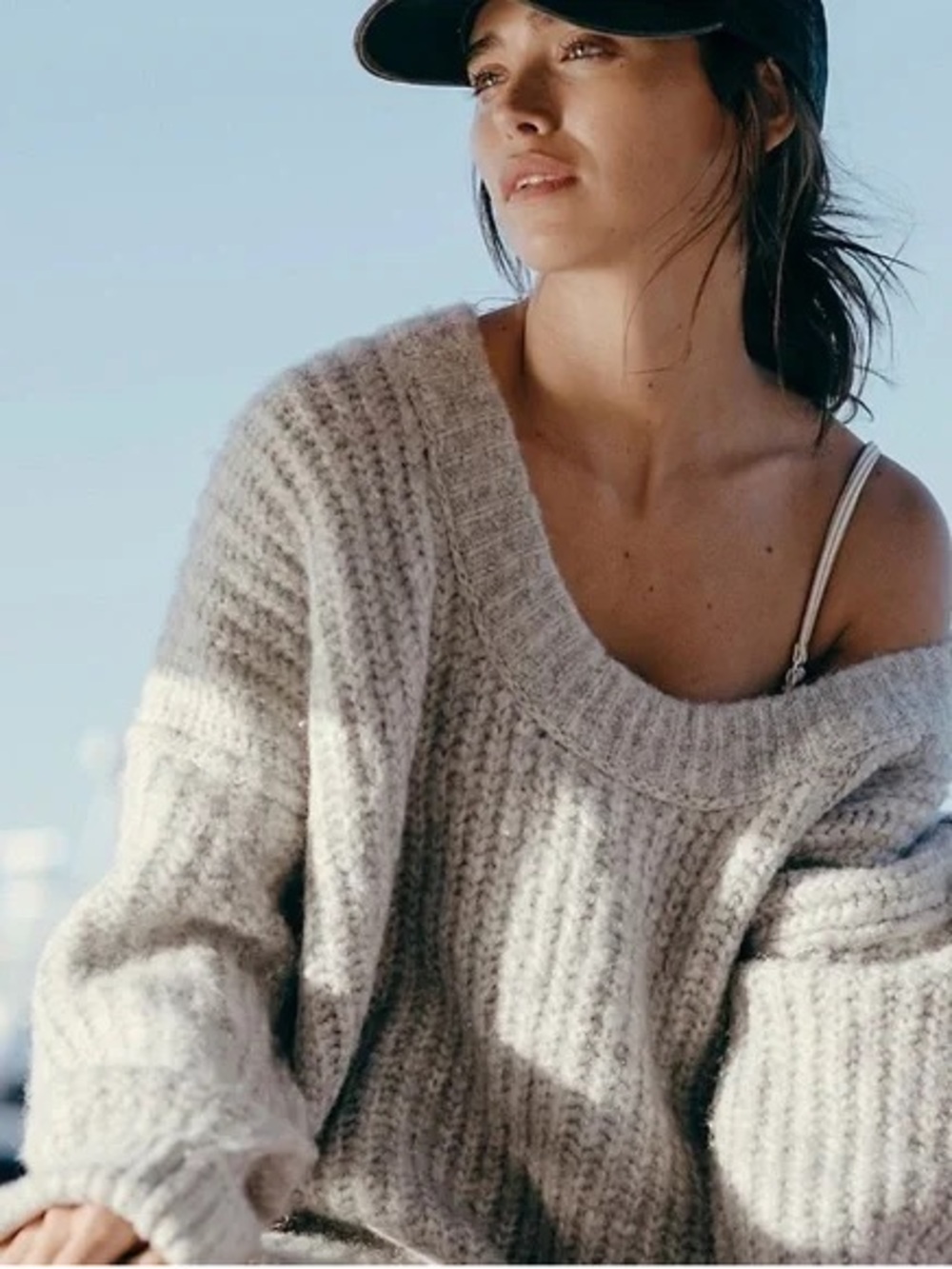 Free People Womens Bell Cozy Oversized Pullover Sweater